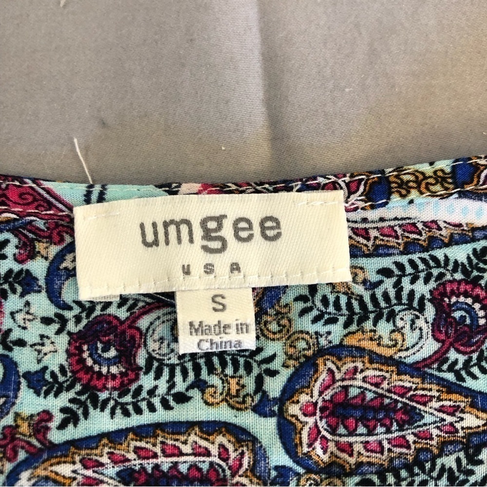 Umgee Size S babydoll peasant boho floral paisley print mini dress/tunic - Picture 4 of 6